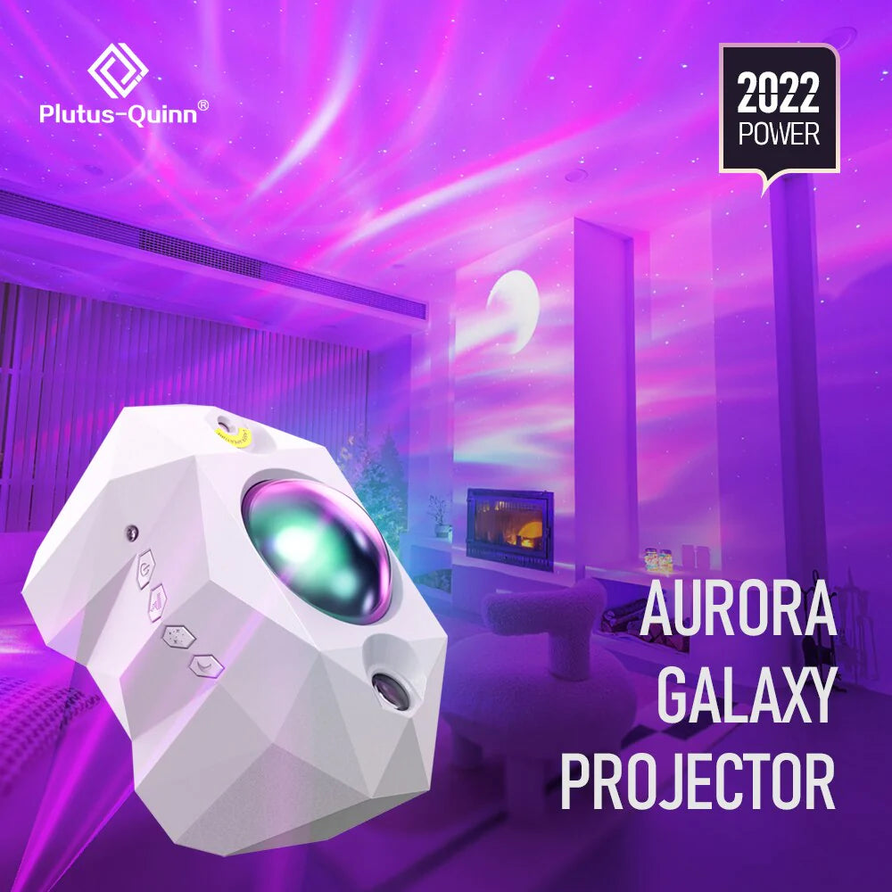 Aurora Galaxy Projector – LED Night Light with Bluetooth Music & Laser Star Effects