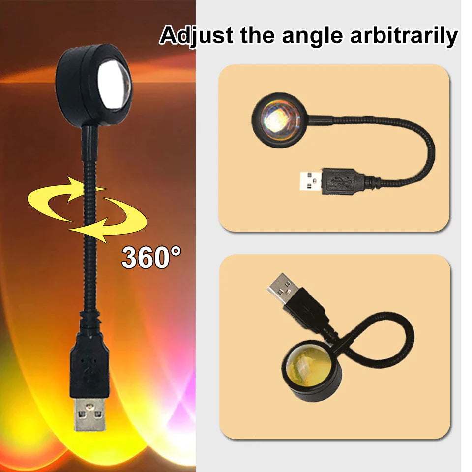 USB Sunset Lamp – LED Rainbow Night Light for Room & Photography