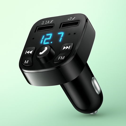 Bluetooth FM Car Adapter – Hands-Free Audio + Dual USB Charging
