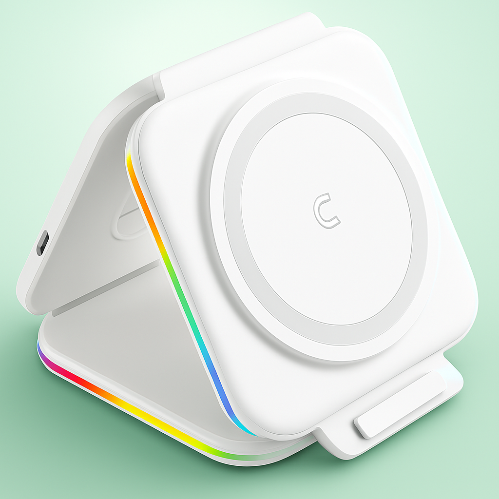 3-in-1 Magnetic Wireless Charger – Foldable Dock for iPhone, Apple Watch & AirPods