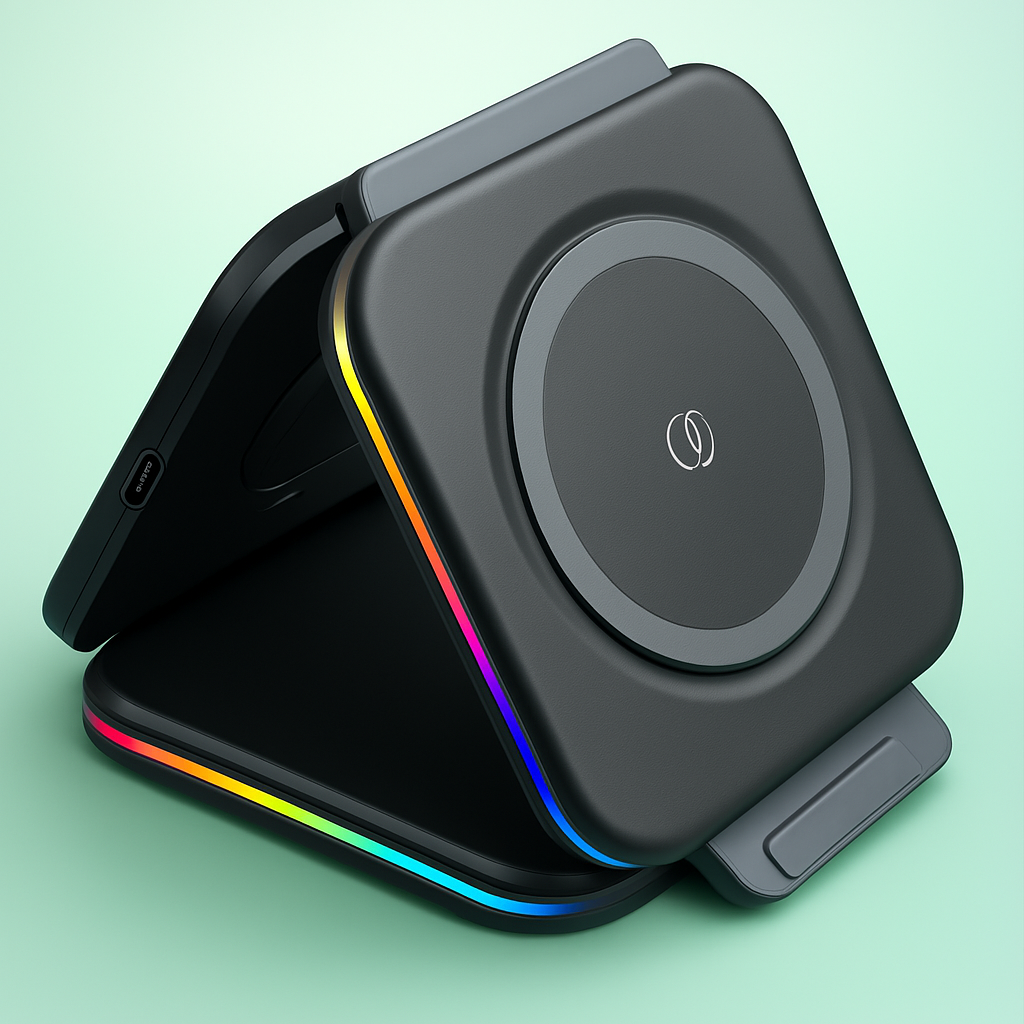 3-in-1 Magnetic Wireless Charger – Foldable Dock for iPhone, Apple Watch & AirPods