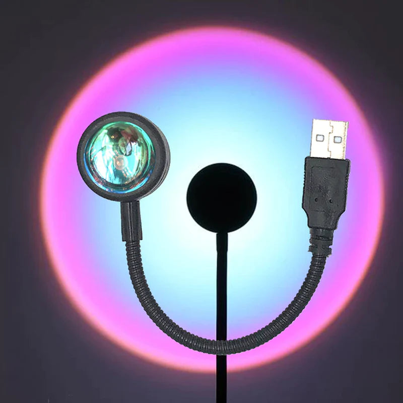 USB Sunset Lamp – LED Rainbow Night Light for Room & Photography