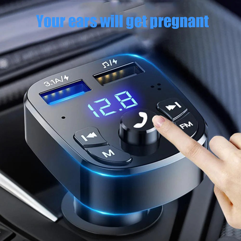 Bluetooth FM Car Adapter – Hands-Free Audio + Dual USB Charging