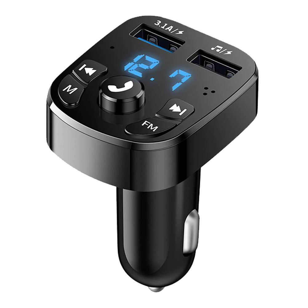 Bluetooth FM Car Adapter – Hands-Free Audio + Dual USB Charging