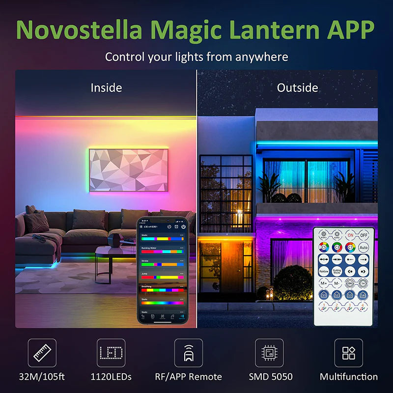 LED Strip Lights with Infrared Bluetooth Controller