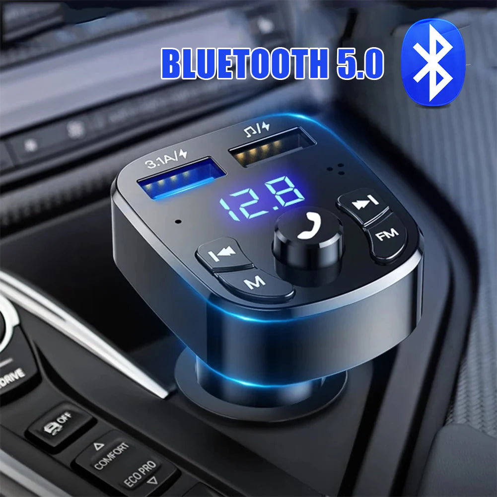 Bluetooth FM Car Adapter – Hands-Free Audio + Dual USB Charging