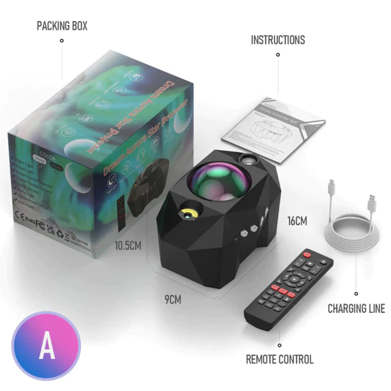 Aurora Galaxy Projector – LED Night Light with Bluetooth Music & Laser Star Effects