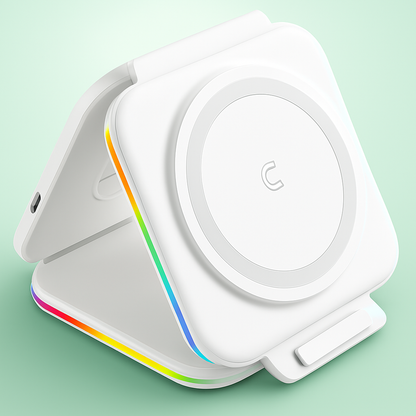 3-in-1 Magnetic Wireless Charger – Foldable Dock for iPhone, Apple Watch & AirPods