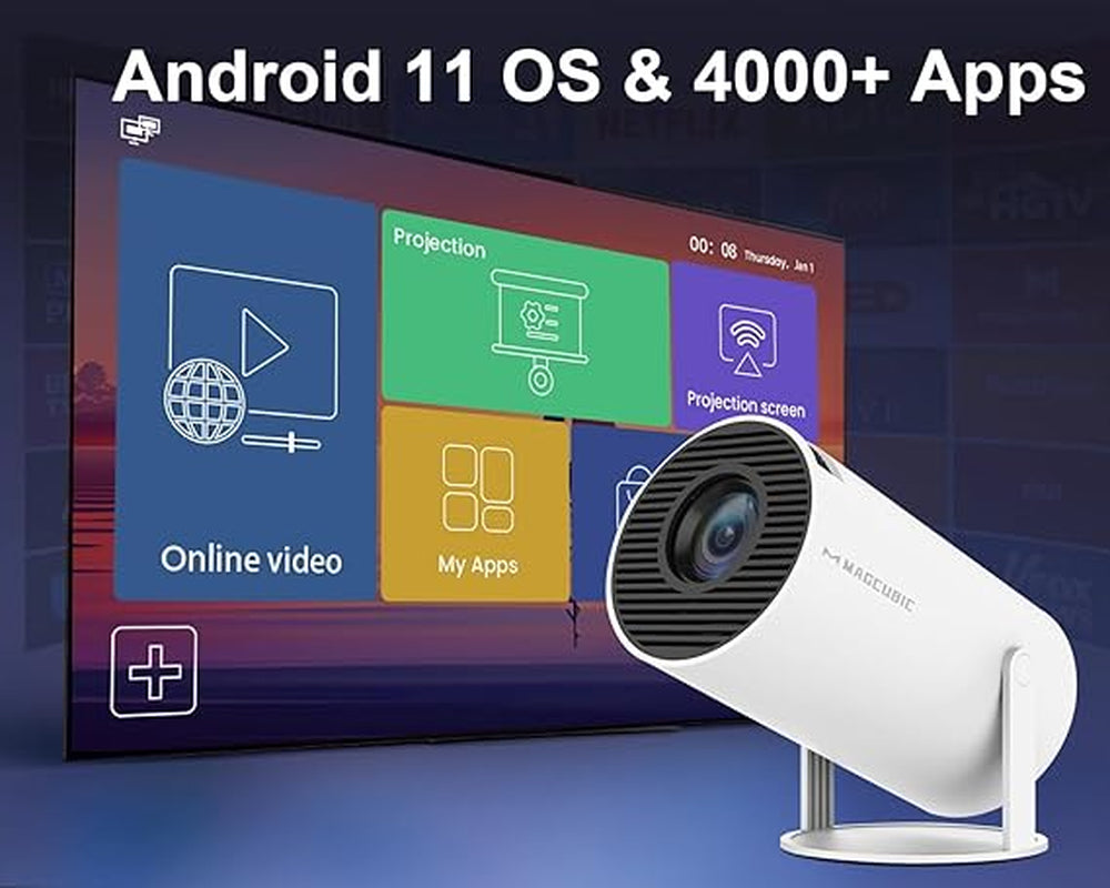 Mini Movie Projector 4K 1080P Support