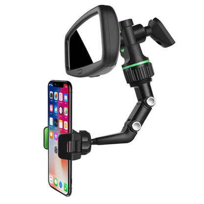 360° Rotating Rearview Mirror Phone Mount – Universal Car Holder for Smartphones