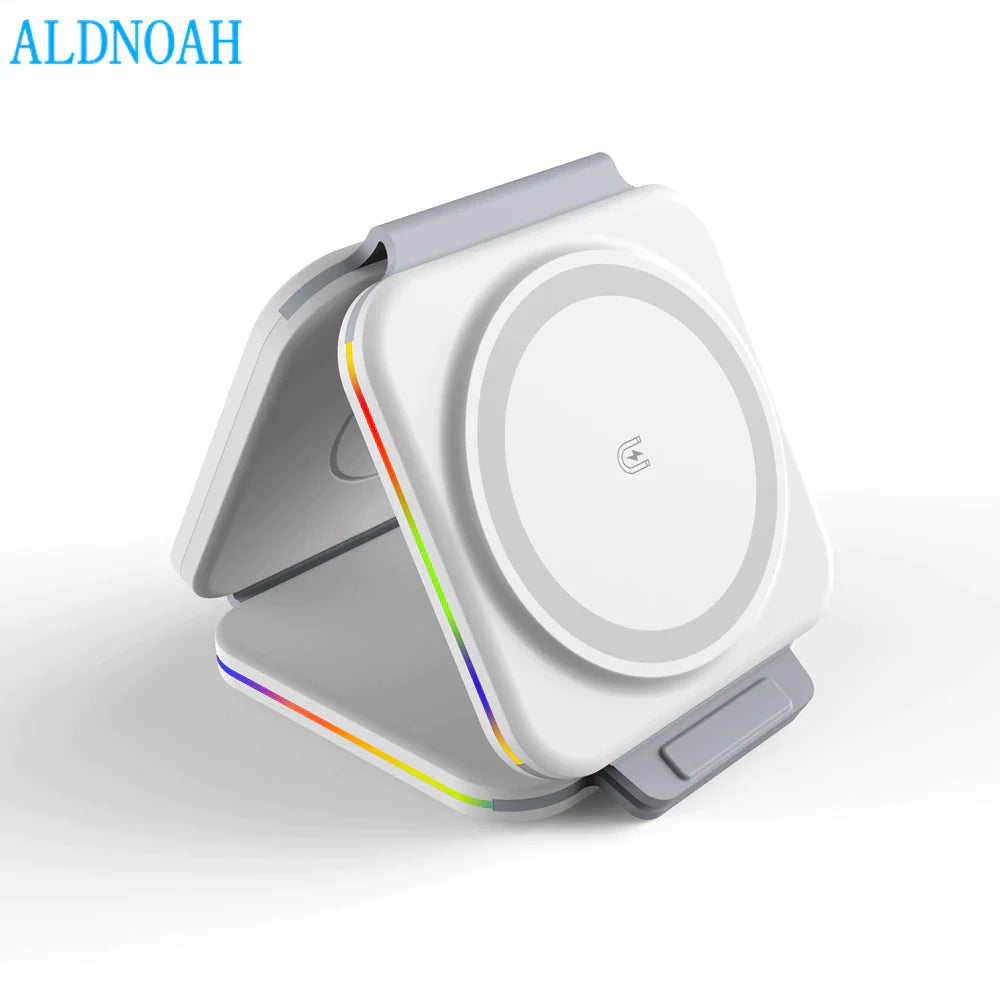 3-in-1 Magnetic Wireless Charger – Foldable Dock for iPhone, Apple Watch & AirPods