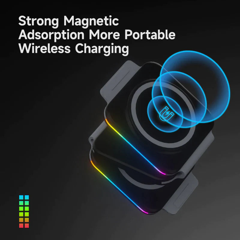3-in-1 Magnetic Wireless Charger – Foldable Dock for iPhone, Apple Watch & AirPods