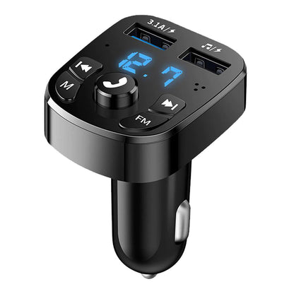 Bluetooth FM Car Adapter – Hands-Free Audio + Dual USB Charging