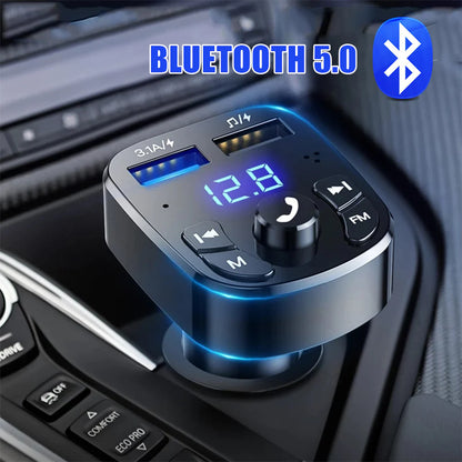 Bluetooth FM Car Adapter – Hands-Free Audio + Dual USB Charging